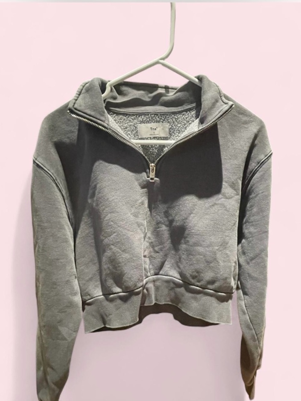 TNA Gray Quarter-Zip Fleece Pullover in size S